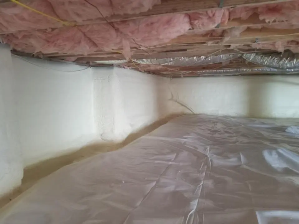 Crawl space encapsulation with closed-cell spray foam for Attic Insulation in Fountain Inn